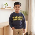 Boys' Navy Blue Round Neck Pullover Sweatshirt, नेवी ब्लू, small