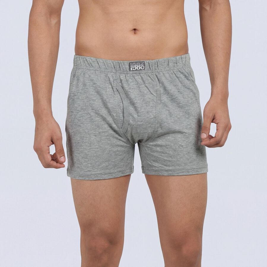 Men's Light Grey Regular Fit Solid Trunks, मिश्रित हल्का ग्रे, large