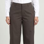 Women's Grey Straight Fit Flat-Front Chino Trousers, हल्का ग्रे, small