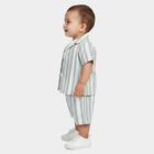 Infants' Mint Green 100% Cotton Collar Neck Striped Baba Suit, Light Green, small