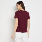 Ladies' Round Neck T-Shirt , वाइन, small image number null