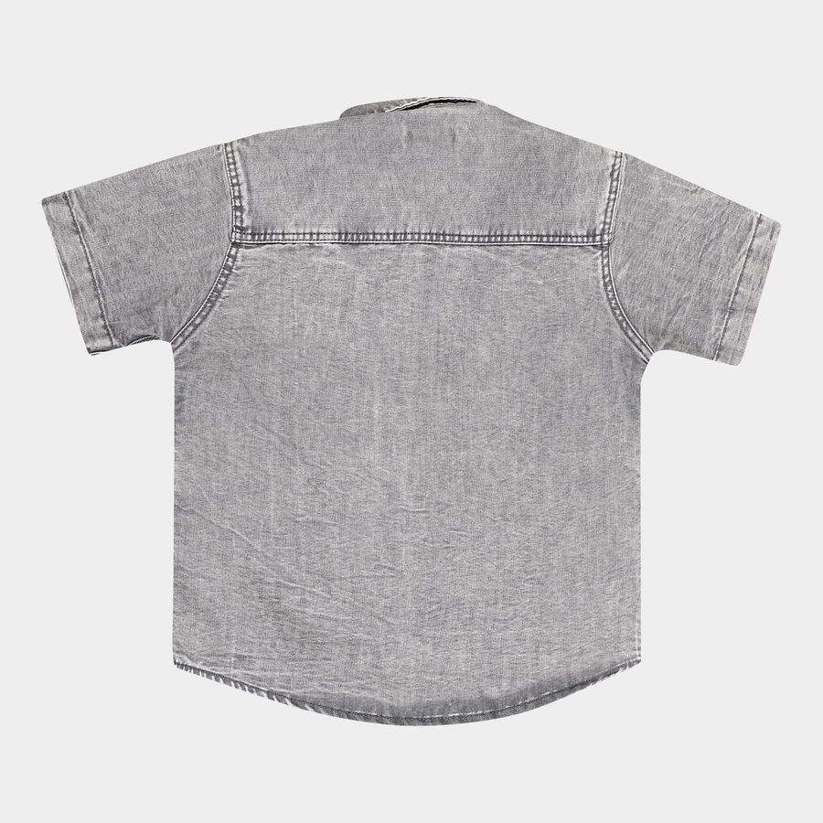 Boys Solid Casual Shirt, Dark Grey, large image number null
