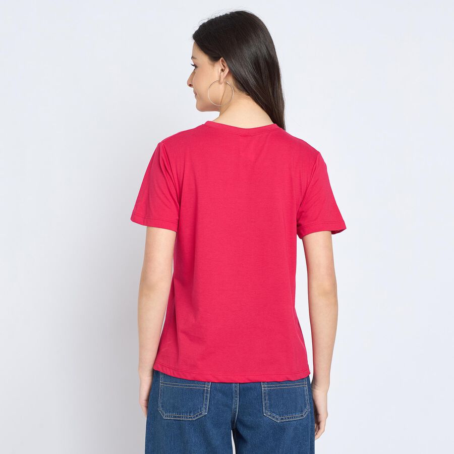 Ladies' Round Neck T-Shirt, Fuchsia, large