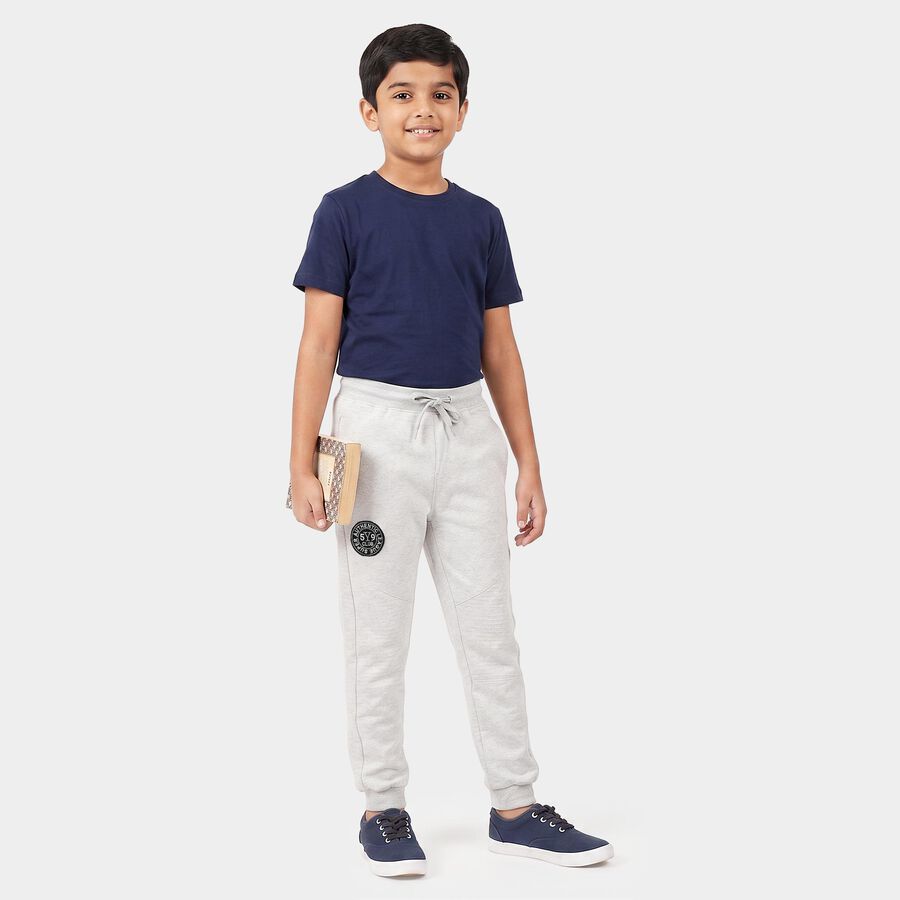 Boys Ecru Melange Jogger Fit Logo Print Pyjama, Ecru Melange, large