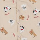 Infants Beige Cotton V-Neck Casual T-Shirt, Beige, small