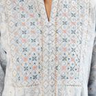 Women's Light Powder Blue Embroidered V-Neck Kurta, हल्का नीला, small image number null