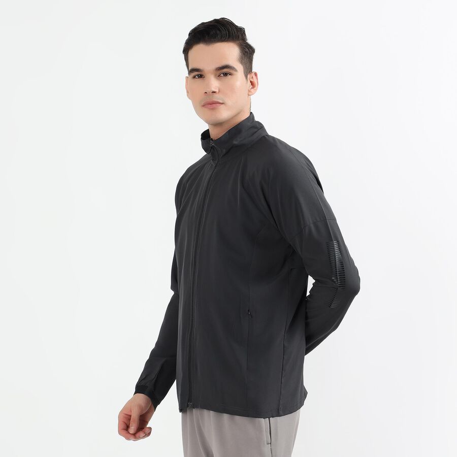 Men's Dark Graphite High Neck Athleisure Jacket, गहरा ग्रे, large image number null