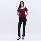 Women's Rich Burgundy Scoop Neck Bohemian Top, Wine, small