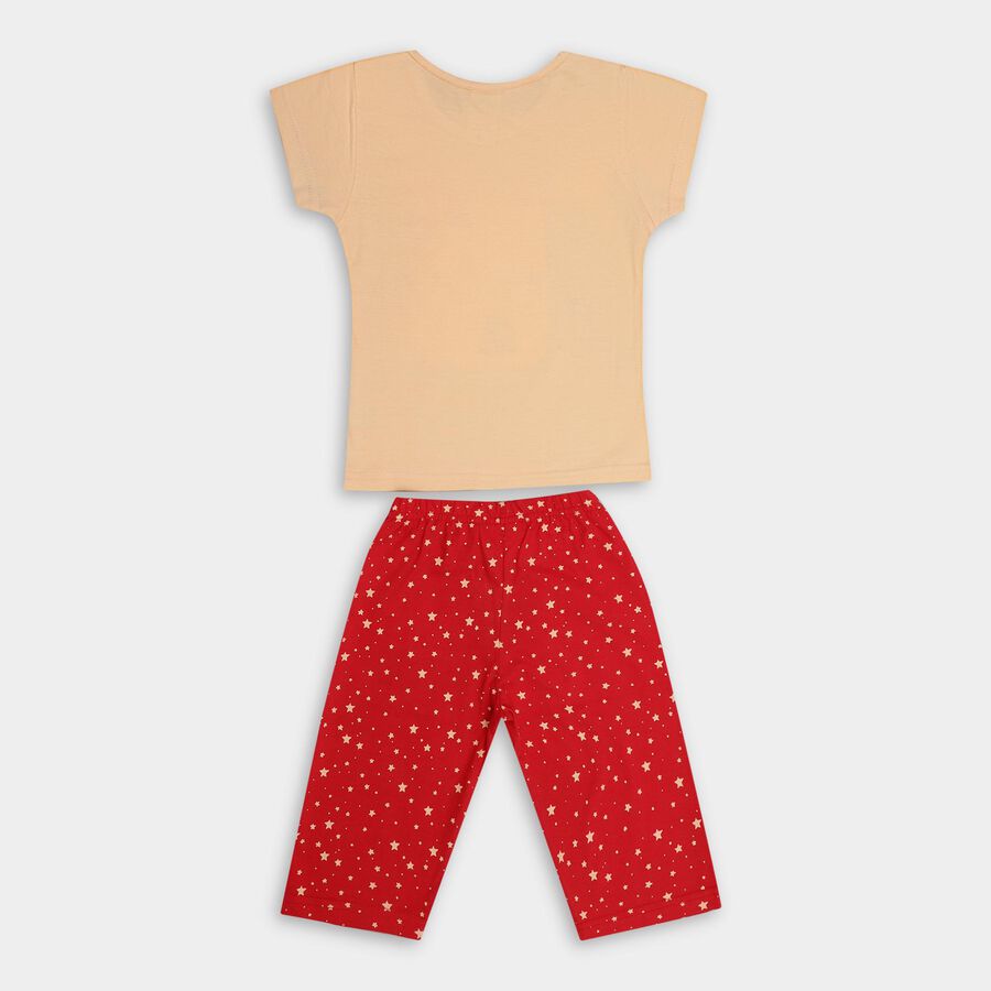 Girls' 100% Cotton Capri Set , पीच, large image number null