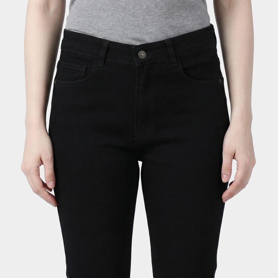 Women's Black Skinny Fit Stretchable Jeans, काला, large