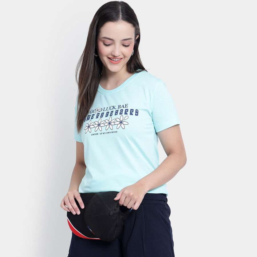 Round Neck T-Shirt, Aqua, large image number null