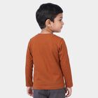 Boys Brown Cotton Blend Round Neck Regular T-Shirt, भूरा, small
