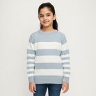 Girls' Light Powder Blue Crew Neck Casual Pullover, Light Blue, small image number null