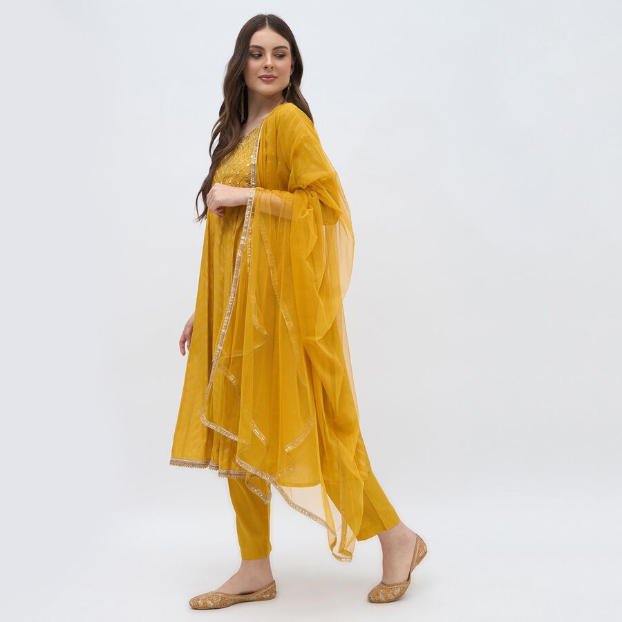 Women's Mustard Embroidered Ethnic Set, Mustard, large image number null