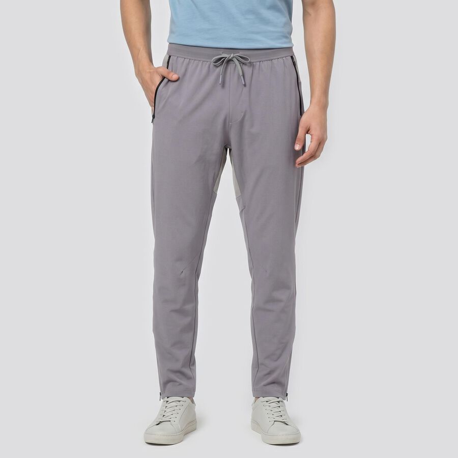 Men's Grey Jogger Fit Side Panel Track Pants, हल्का ग्रे, large