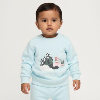 Infants' Light Baby Blue Crew Neck Graphic Sweatshirt