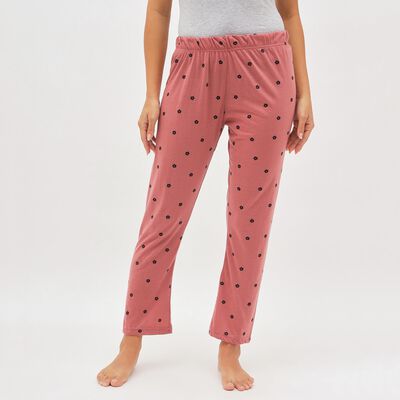 Women's Dusty Rose Floral Printed Elastic Waist Pyjama