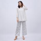 Women's White and Blue Floral Wide-Leg Palazzos, हल्का नीला, small image number null
