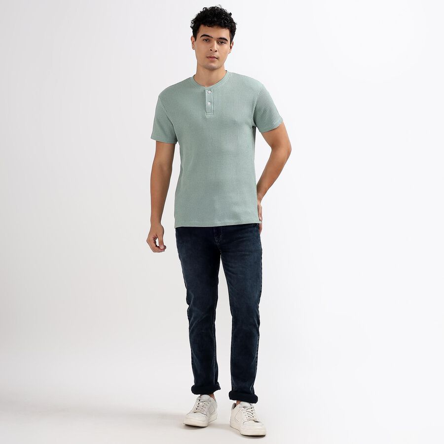 Men's Henley Half Sleeves T-Shirt, Light Green, large image number null