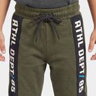 Boys' Olive Green Jogger Fit Graphic Printed Cotton Blend Pyjama, Olive, small