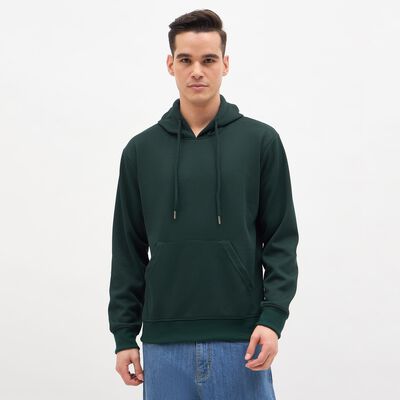 Men's Dark Forest Green Hooded Casual Sweatshirt