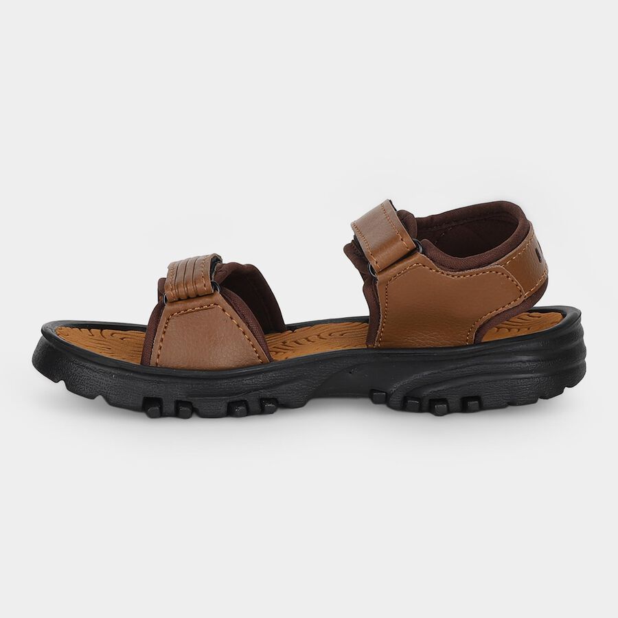 Boys' Brown Velcro Strap Sandals, भूरा, large