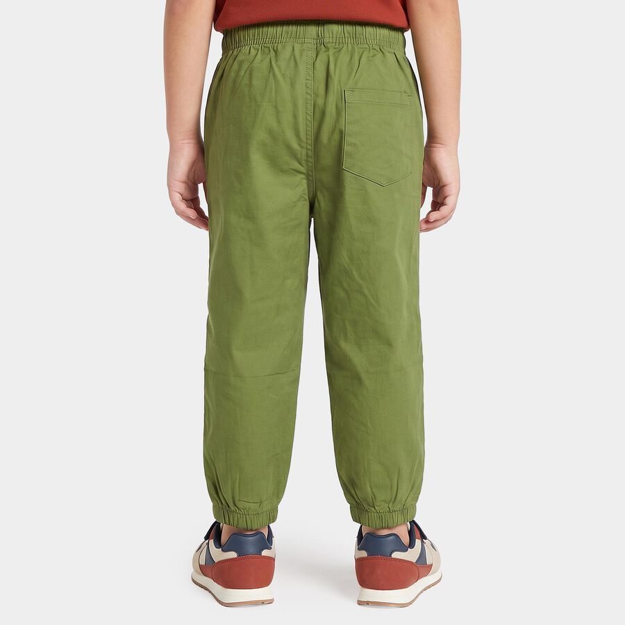 Boys' Olive Green Regular Fit Drawstring Jogger Trousers, Olive, large