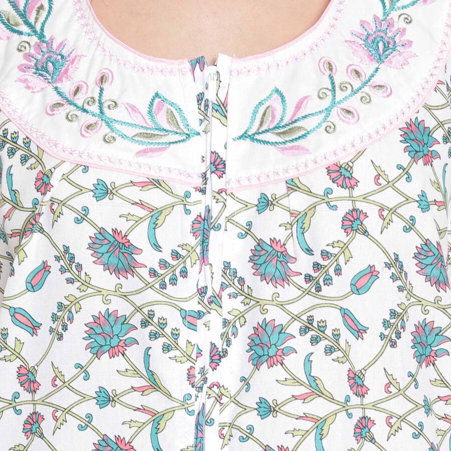 Printed Nighty, White, large image number null