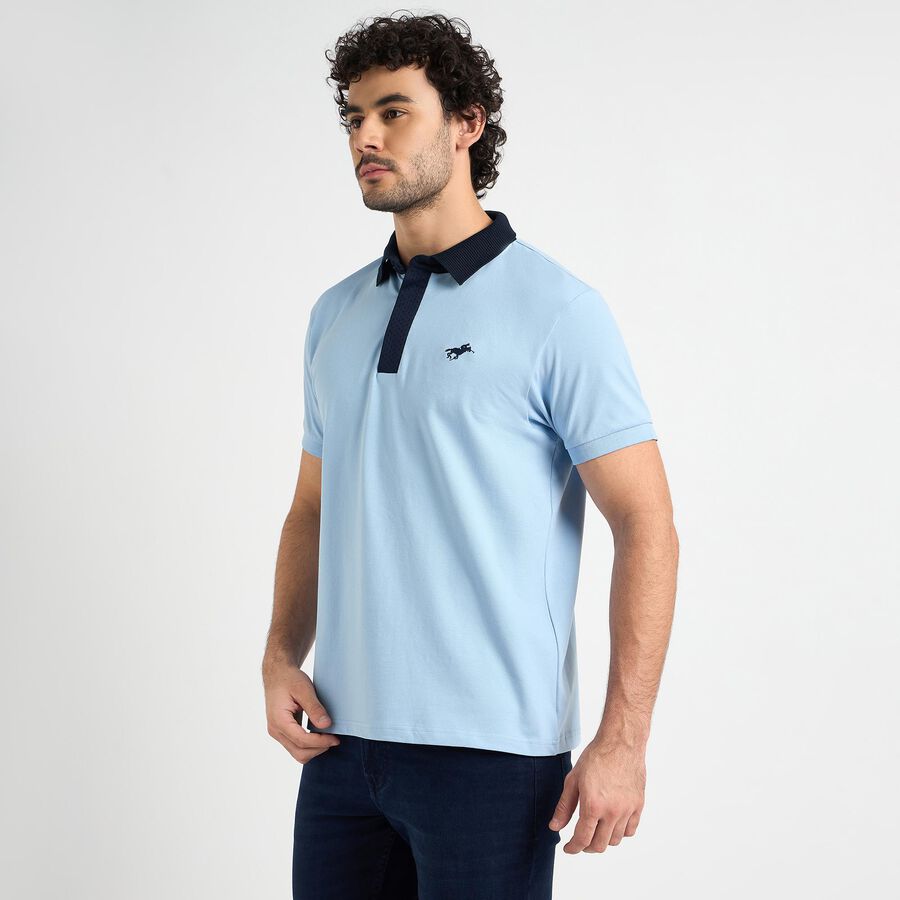 Men's Collared Half Sleeves T-Shirt , Light Blue, large image number null