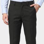 Men's Charcoal Slim Fit Flat-Front Formal Trousers, चारकोल, small