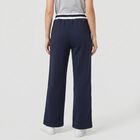 Women's Navy Blue Straight Fit Printed Track Pants, Navy Blue, small