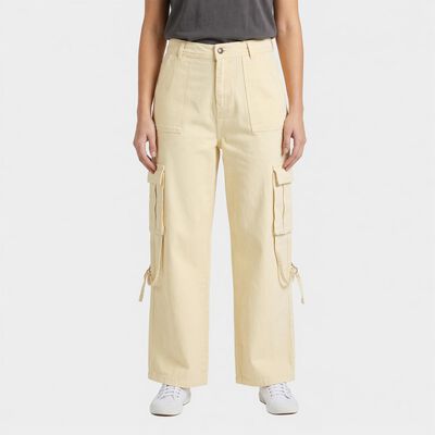 Women's Off White Wide Leg Cargo Jeans