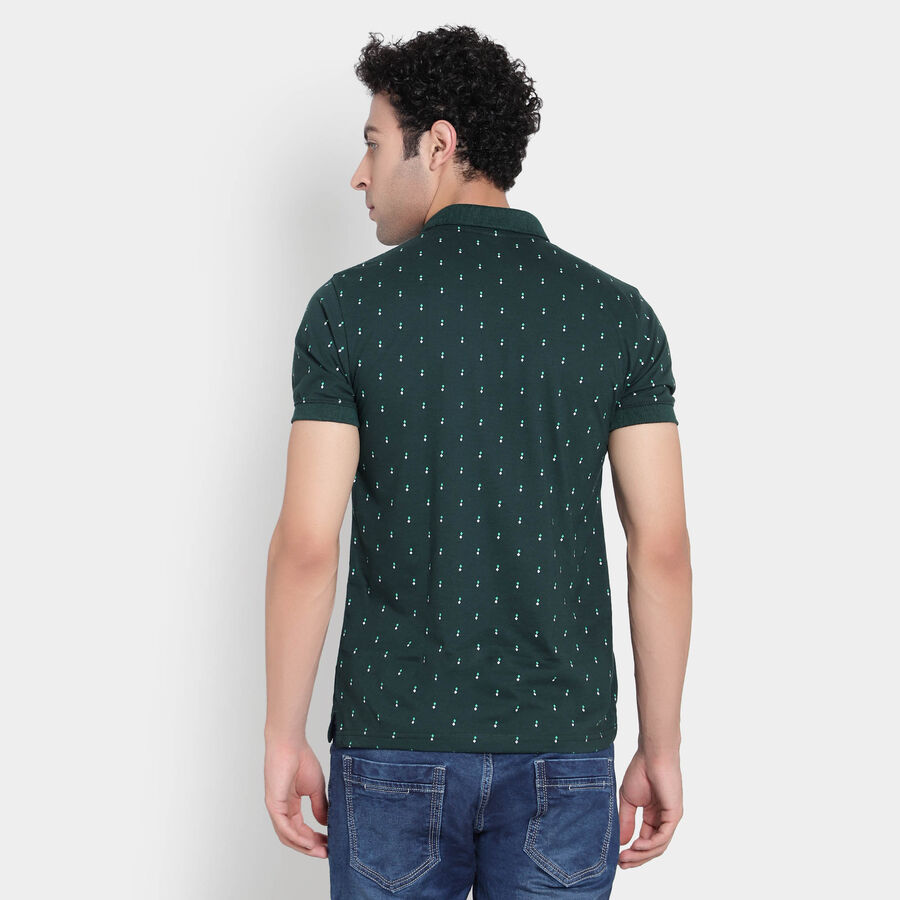 प्रिंटेड पोलो शर्ट, गहरा हरा, large image number null