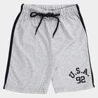 Boys Grey Regular Fit Elastic Waist Bermuda Shorts, Melange Light Grey, small