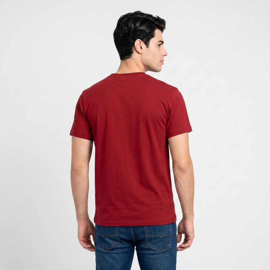 Men's Maroon Cotton Round Neck Regular T-Shirt, Maroon, large