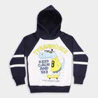 Boys Deep Midnight Navy Blue Hoodie Neck Graphic Sweatshirt, नेवी ब्लू, small image number null