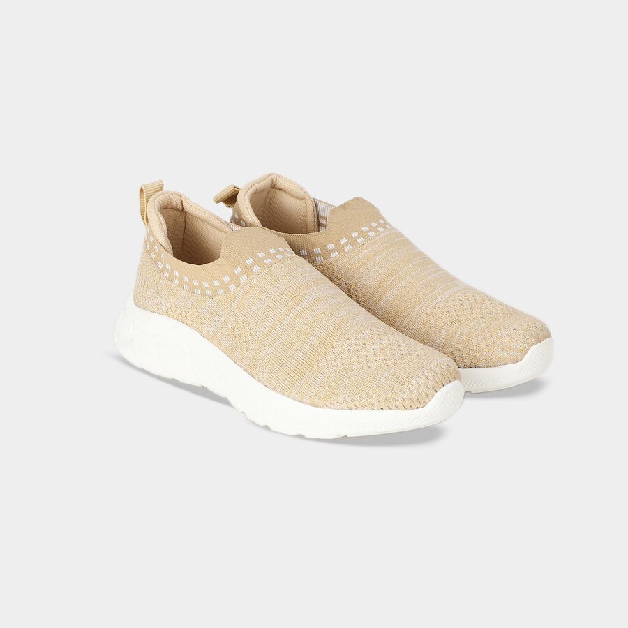 Women's Beige Slip-On Casual Sneakers, Beige, large