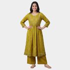 Women's Green Notch Neck Floral Printed Straight Kurta, Light Green, small