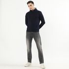 Men's Deep Midnight Navy Hooded Casual Sweatshirt, Navy Blue, small image number null