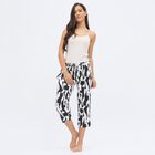 Women's Black And White Slim Fit Flared Printed Capri, White, small image number null