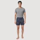 Men's Navy Blue Relaxed Fit Printed Boxers, नेवी ब्लू, small