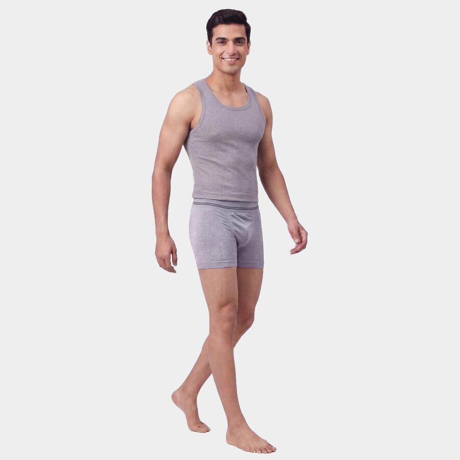 Men's Grey Slim Fit Melange Trunks, हल्का ग्रे, large