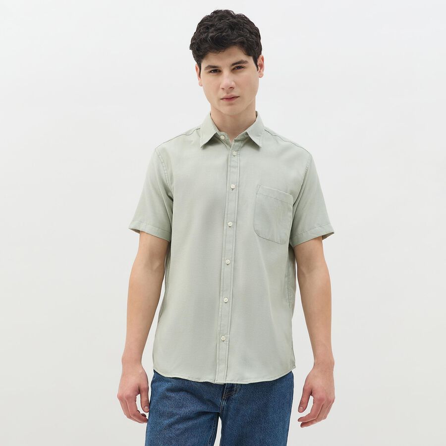 Men's Light Sage Green Half Sleeve Classic Casual Shirt, हल्का हरा, large image number null