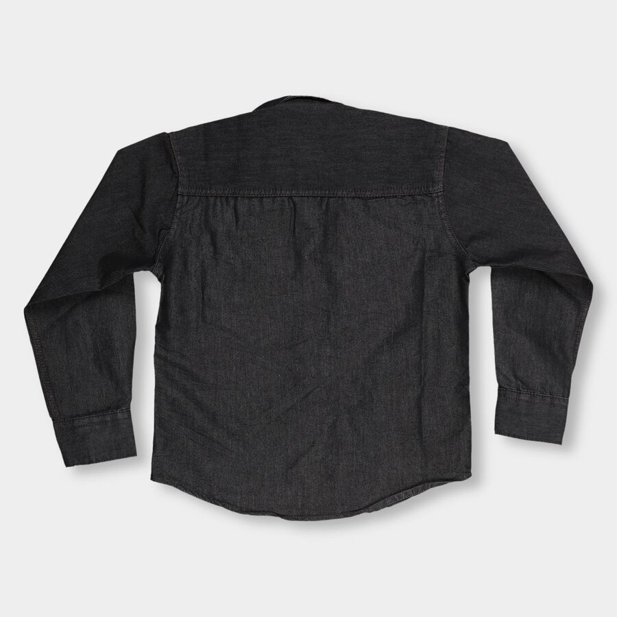 Boys' Dark Grey Regular Collar Casual Shirt, Dark Grey, large image number null