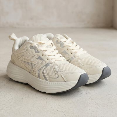 Men's Beige Lace-Up Sneakers