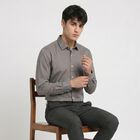Men's Grey Regular Fit Formal Shirt, गहरा ग्रे, small