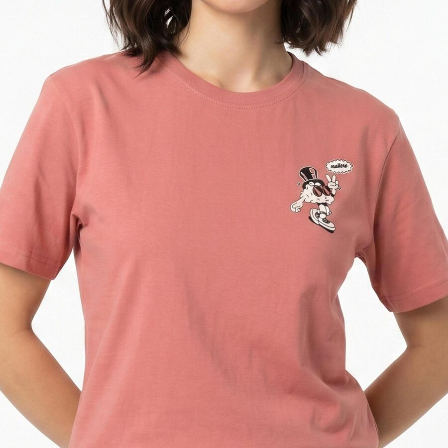 Women's Pink Cotton Round Neck Regular T-Shirt, गुलाबी, large