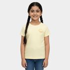 Girls Light Yellow Round Neck Casual T-Shirt, Yellow, small image number null