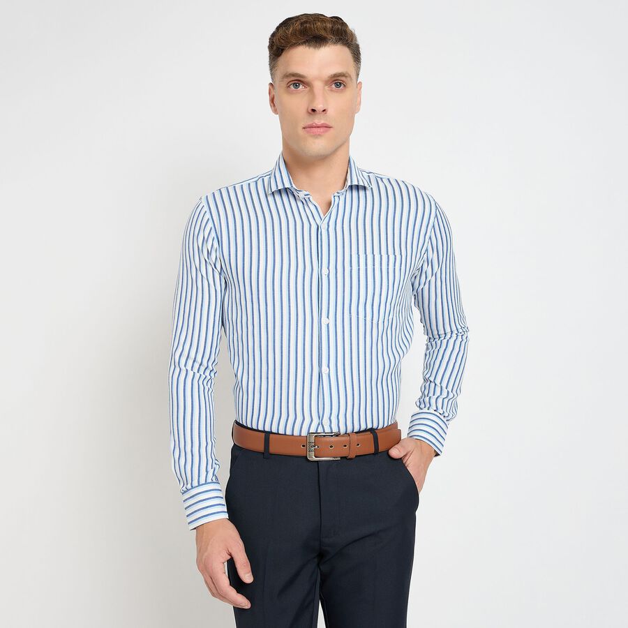 Men's Formal Shirt, मध्यम नीला, large image number null