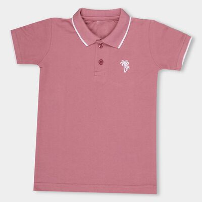 Boys Dusty Rose Polo Neck Casual T-Shirt